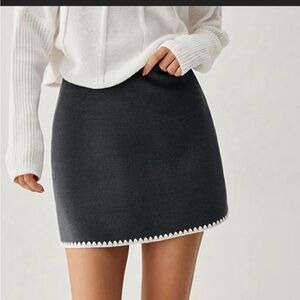 Commense Black Mini Skirt with White Trim